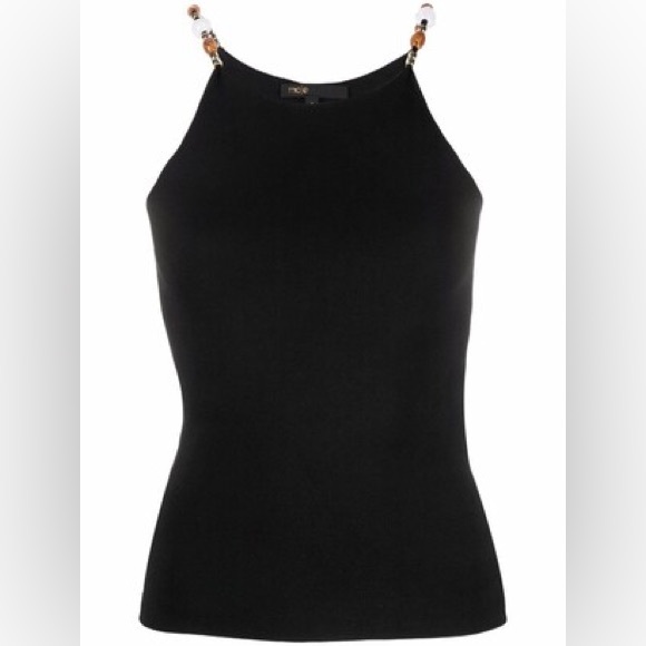 NWOT Maje Black Tank Top With Beaded Straps—with some pilling - Picture 6 of 16